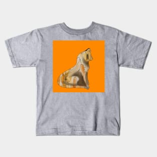 Orange floral pretty kitty Kids T-Shirt